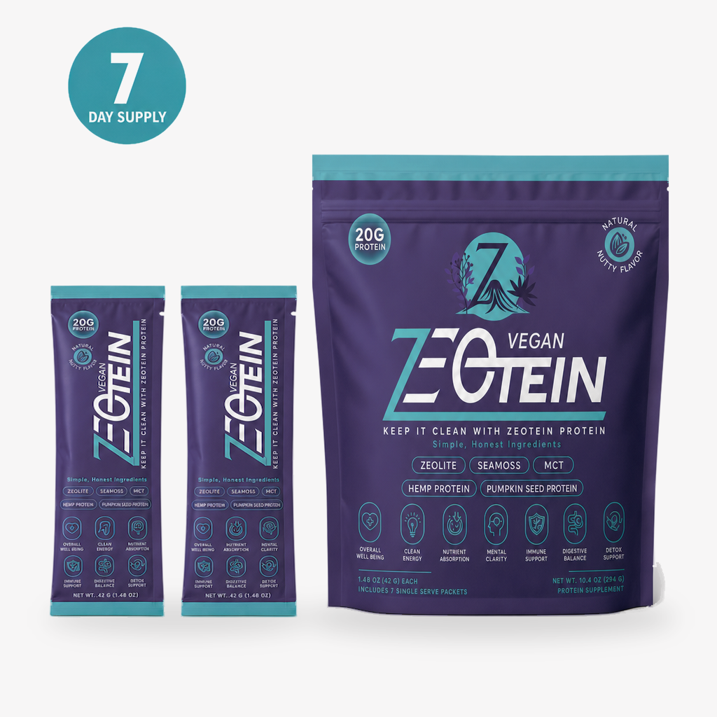 Zeotein Vegan protein powder 7-day supply - stick packs and stand-up pouch